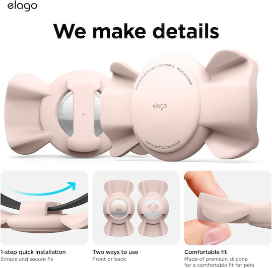 Elago Ribbon Pet Collar Case Premium Silicone Case for Apple Airtag Pet Collar Sand Pink Eat-ribbon-pet-spk Eat-ribbon-pet-spk