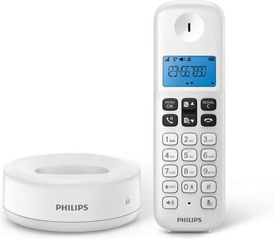 Philips D1611 Cordless Phone with Greek Menu White / Red