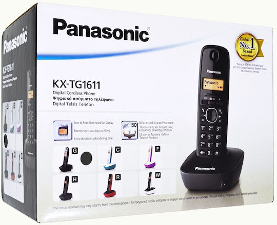 Panasonic Set KX-TG1611 Cordless Phone with Greek Menu Black-Silver