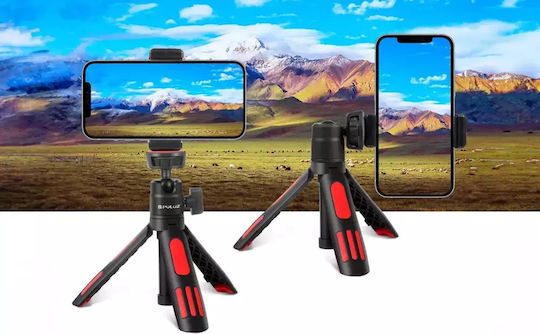 Puluz Selfie Stick Τρίποδο Κινητού Bluetooth Κόκκινο