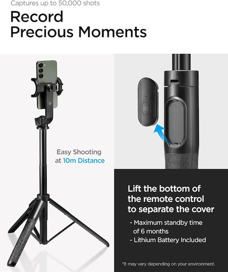 Spigen S560W Selfie Stick Cell Phone Tripod Bluetooth Black