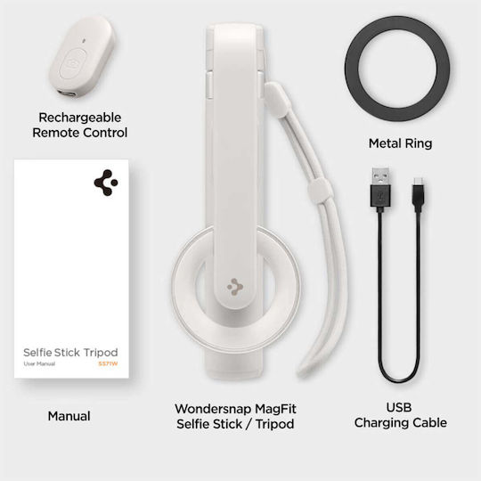 Spigen Selfie Stick (Mag Fit) | S571W Trepied pentru Telefon Mobil Bluetooth Gri