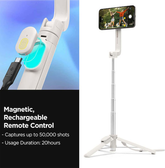Spigen Selfie Stick (Mag Fit) | S571W Trepied pentru Telefon Mobil Bluetooth Gri