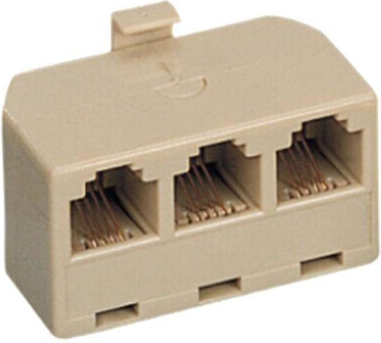 Tele Splitter TA-1014K Αρσενικό σε 3 Θηλυκά Κρεμ