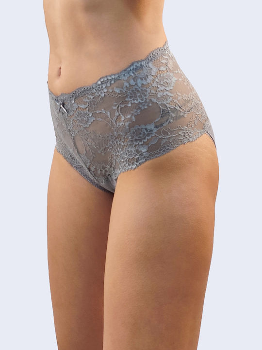 High-waisted Women's Slip Seamless with Lace Gray
