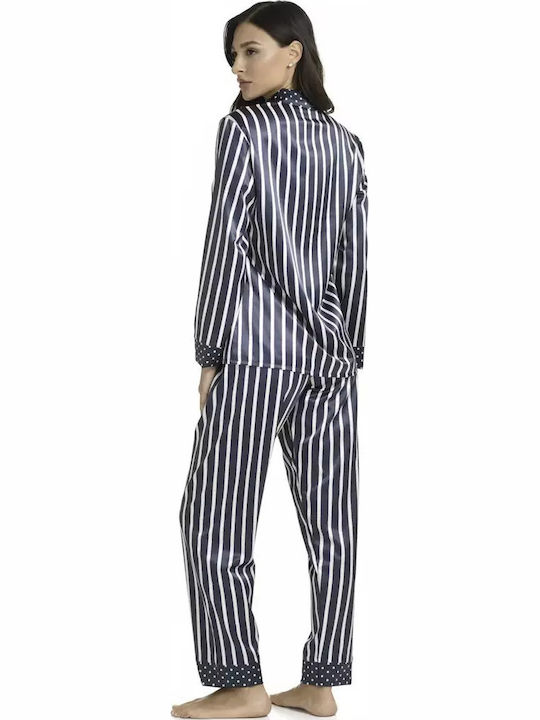 Miss Rosy Set Pijamale pentru Femei Satin Petrol Blue