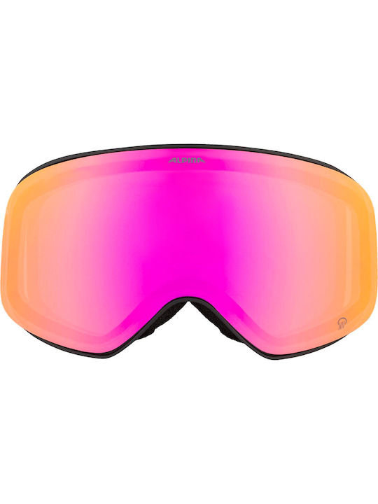 Alpina Q Quattroflex Μάσκα Σκι & Snowboard Ενηλίκων Μαύρη με Φακό Polarized σε Μαύρο Χρώμα