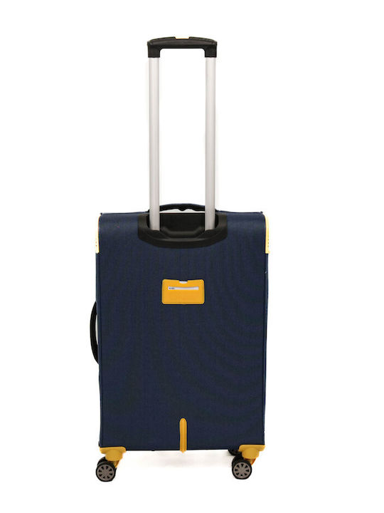 Lamonza Cruise Mittlerer Stoffkoffer Marineblau/Gelb mit 4 Rädern Höhe 68cm