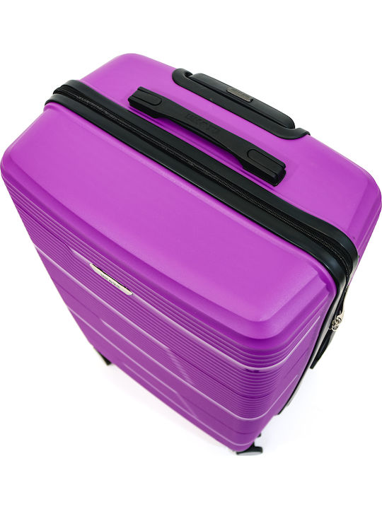 Lamonza Reno Μεγάλη Βαλίτσα Ταξιδίου Σκληρή Purple με 4 Ρόδες Ύψους 72εκ.