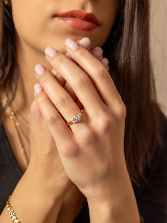 Chrysothemiss Ring with Stones made of Steel Gold Plated