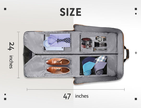 Matein Fabric Hanging Storage Case For Suits in Brown Color 61x9x53cm 1pcs