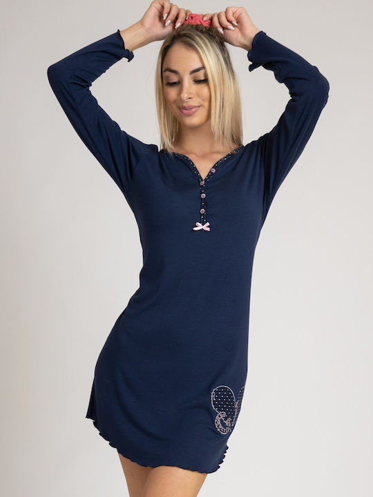 Dama Koupa Nightgown Maternity & Nursing Blue