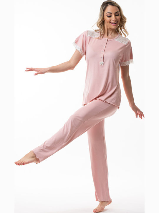 Dama Koupa Maternity Pajama Set & Nursing in Pink color