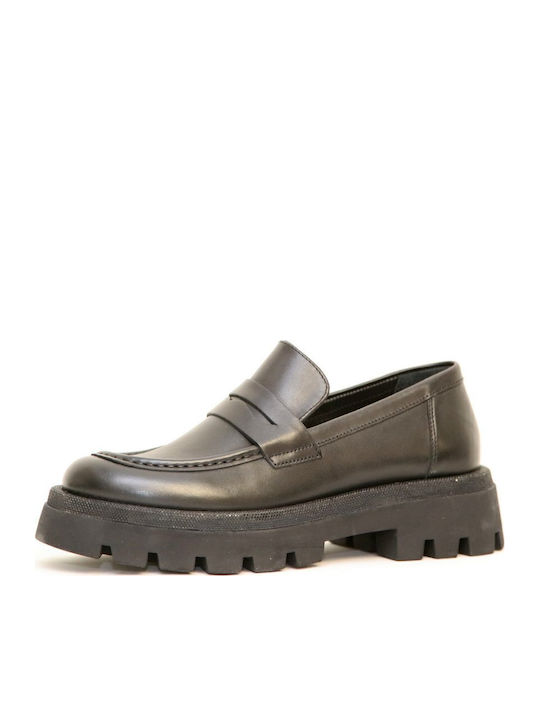 Δερμάτινα Γυναικεία Loafers σε Μαύρο Χρώμα
