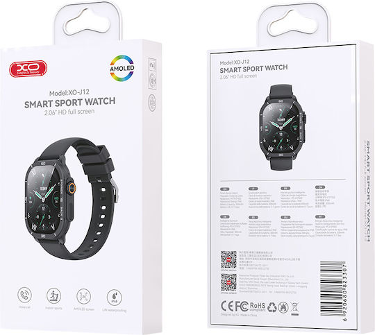 XO J12 Smartwatch with Heart Rate Monitor (Anthracite)