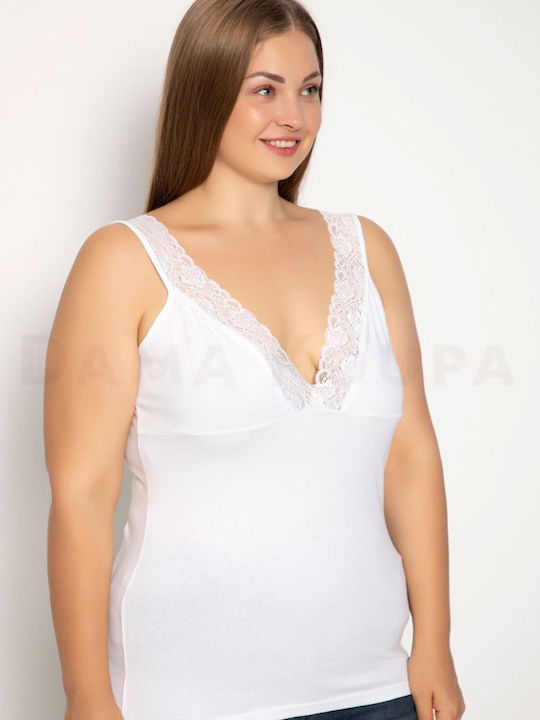 Women's Cotton T-Shirt with Spaghetti Strap White