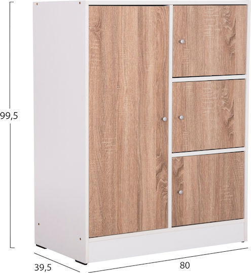 Επιδαπέδιο Ντουλάπι Sonama Oak-λευκή 80x39.5x99.5εκ.