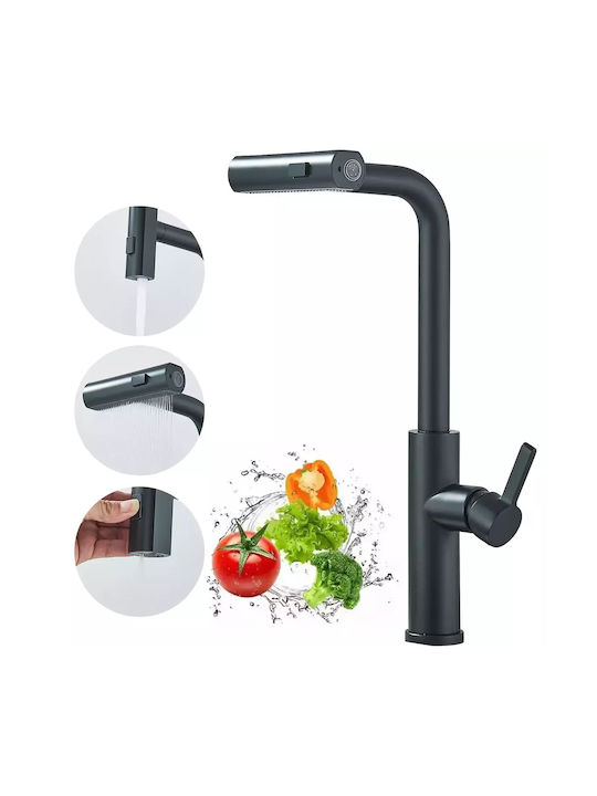 Kitchen Faucet Counter with Shower Black