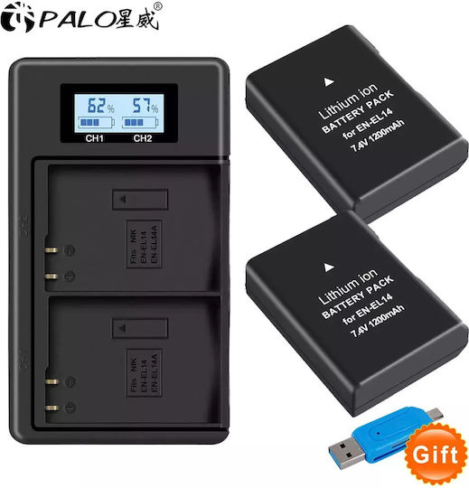 Nikon En-el14 Battery Charger Compatible with D3100 D5600 LCD