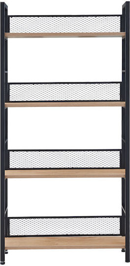 Βιβλιοθήκη Nest Φυσικό Μαύρο 60x28x60εκ.
