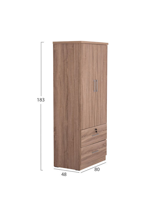 Double Door Wardrobe Reina Sonama Oak 70x36x122cm