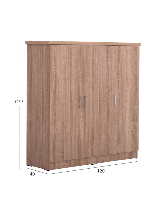 Triple Door Wardrobe Shelves Sonama Oak 116x40x123cm