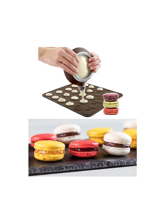 Quasar Co. Pastry Set 2 Macarons Sheets 27 Shapes Each 3 Baking Molds Bear-butterfly-mickey Silicone Brown-red