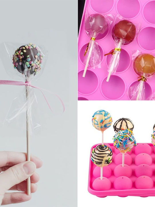 Quasar Co. Gebäckset 27 Macaron-Matten 20 Lutscherformen Stiele 30 Pralinenformen Silikon Braun-Pink