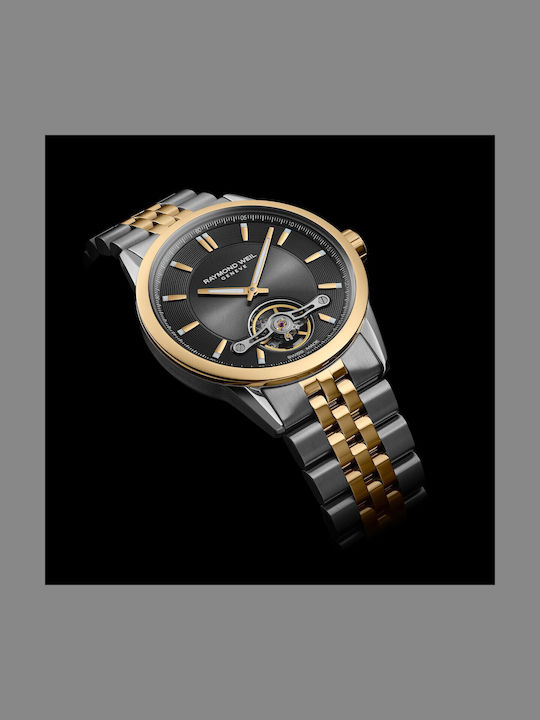 Raymond Weil Freelancer Ανδρικό Ρολόι 42.5mm Αυτόματο με Χρυσό Μεταλλικό Μπρασελέ