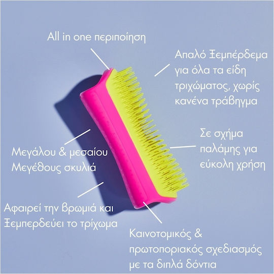 Tangle Teezer Pet Teezer Detangling Βούρτσα Large για Διάφορα Μήκη Τρίχας για Απομάκρυνση Τριχών Ροζ Pink/Yellow