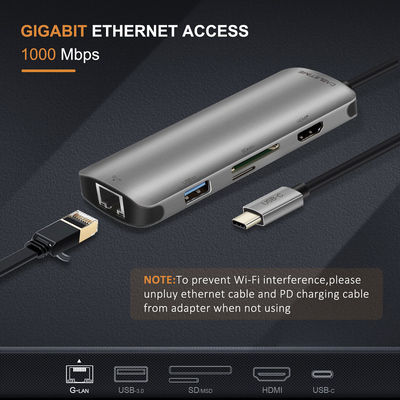 Cabletime CT-CMHD61L USB-C Docking Station mit HDMI 4K PD Ethernet Gray