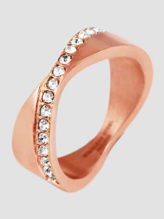 Akzent Ring with Stones made of Steel Gold Plated