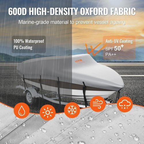 Vevor Protective Boat Cover L96xW243xH96cm in Gray Colour