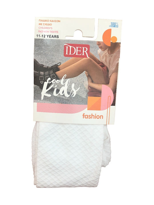 Ider Blickdichte Elastische Strumpfhose 80den Geprägtes Rautenmuster Weiß