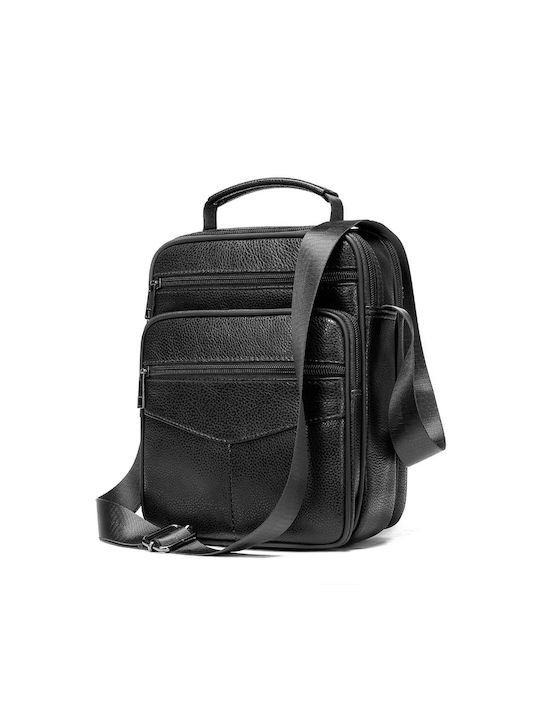 Leder Herrentasche Schulter / Crossbody Schwarz