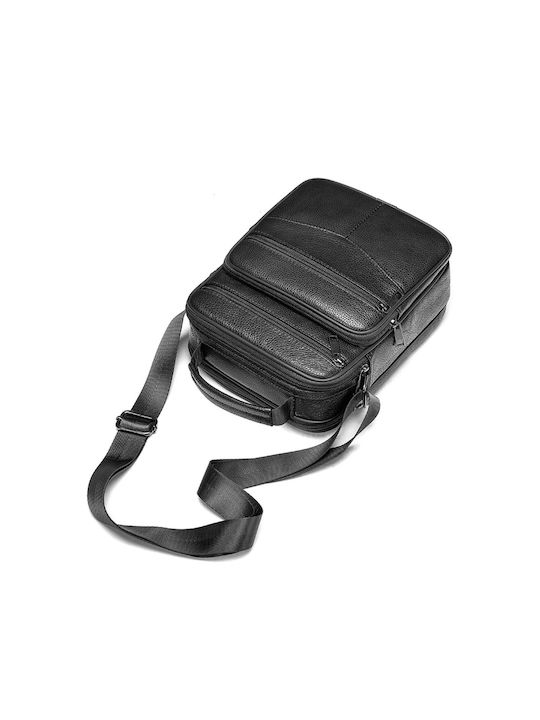 Leder Herrentasche Schulter / Crossbody Schwarz