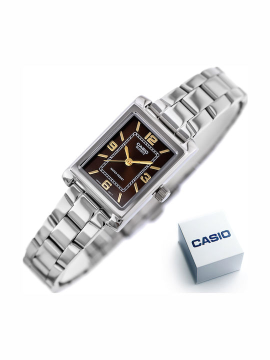 Casio Γυναικείο Ρολόι 32mm Μπαταρίας με Ασημί Μεταλλικό Μπρασελέ