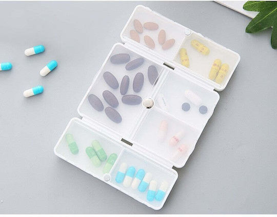 Cutie pentru Medicamente cu 7 Compartimente Sigilate Individual, Pliabilă, Portabilă, Flippy, Alb Verde