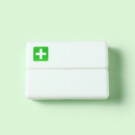 Cutie pentru Medicamente cu 7 Compartimente Sigilate Individual, Pliabilă, Portabilă, Flippy, Alb Verde