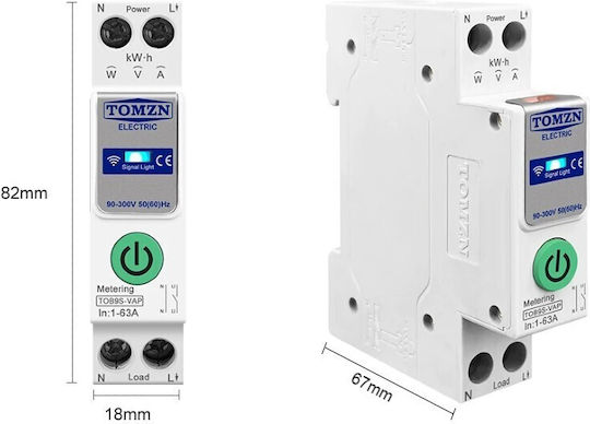 Tuya Elektrische Schaltpaneel-Druckknopfschalter WiFi 63A