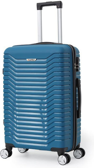 Amber Large Travel Suitcase Hard Blue with 4 Wheels Height 75cm