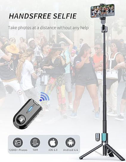 Tripod Tupwoon 43 Ιντ Uneversal Selfie Stick Bluetooth Μαύρο