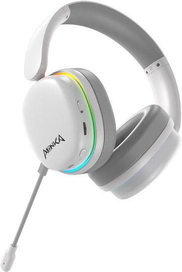 Marvo MONKA HG9070 Căști Gaming Wireless Over Ear cu Conectivitate Bluetooth Alb pentru PS5