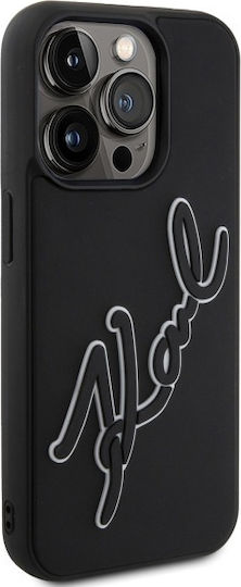 Karl Lagerfeld 3d Rubber Signature Umschlag Rückseite Silikon Schwarz (iPhone 15 Pro)