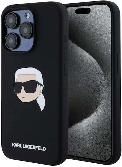 Karl Lagerfeld Karl Head Umschlag Rückseite Silikon Braun (iPhone 15 Pro)