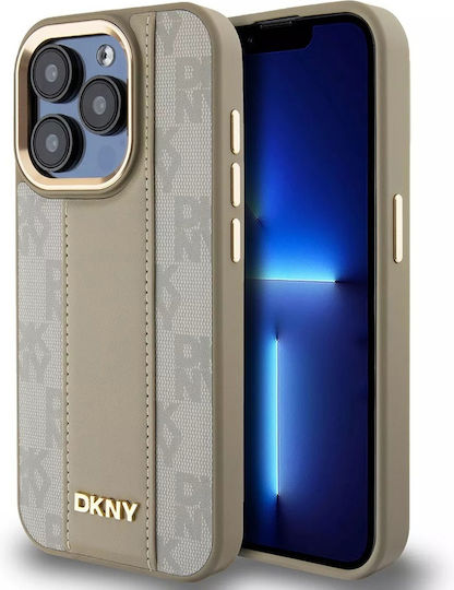 DKNY Umschlag Rückseite Leder / Kunststoff / Silikon / Synthetisches Leder Beige (iPhone 15 Pro)