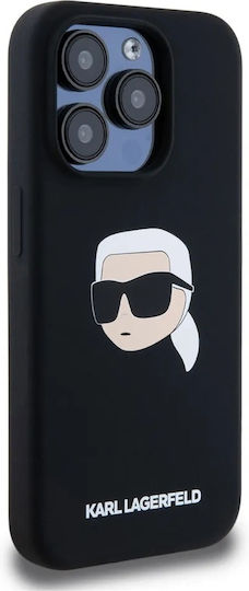 Karl Lagerfeld Karl Head Umschlag Rückseite Silikon Braun (iPhone 15 Pro)