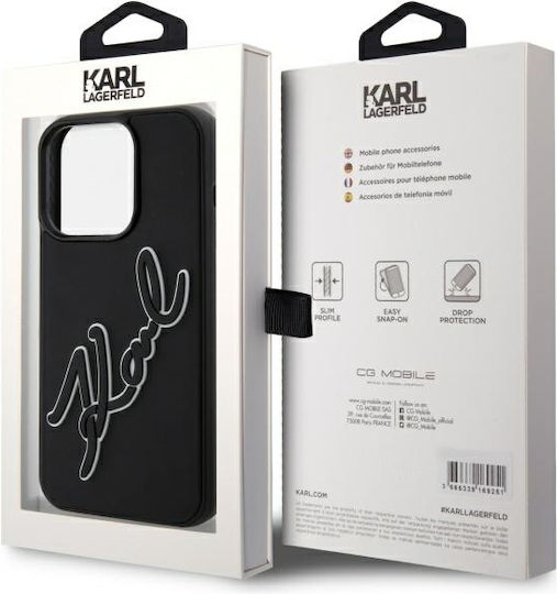 Karl Lagerfeld 3d Rubber Signature Umschlag Rückseite Silikon Schwarz (iPhone 15 Pro)