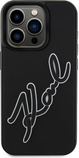 Karl Lagerfeld 3d Rubber Signature Umschlag Rückseite Silikon Schwarz (iPhone 15 Pro)