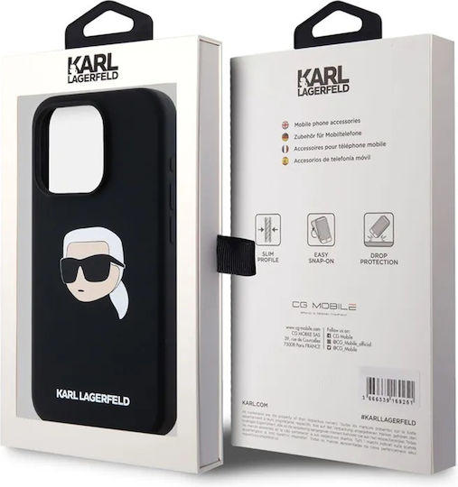 Karl Lagerfeld Karl Head Umschlag Rückseite Silikon Braun (iPhone 15 Pro)